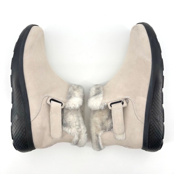 NWOT Skechers On The Go Beige Suede Faux Fur Trim Ankle Boots Sz 10 Winter Snow - Picture 6 of 8
